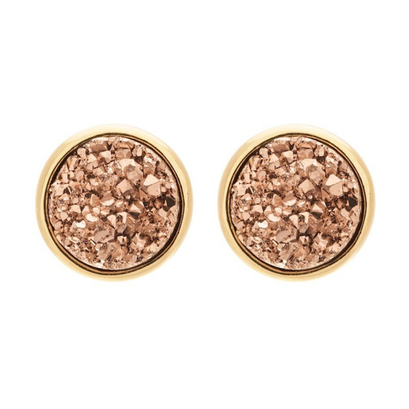 Round Druzy Studs - Rose — Everly and Ace - Picture 2 of 5